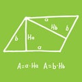 Hand drawn parallelogram Area. Sketch for education, icon