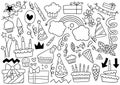 0044 hand drawn party doodle happy birthday Royalty Free Stock Photo