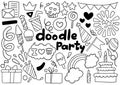 0044 hand drawn party doodle happy birthday Royalty Free Stock Photo