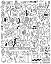 0049 hand drawn party doodle happy birthday Royalty Free Stock Photo