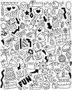 0055 hand drawn party doodle happy birthday Royalty Free Stock Photo