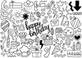 0081 hand drawn party doodle happy birthday Royalty Free Stock Photo