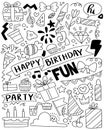 0090 hand drawn party doodle happy birthday Royalty Free Stock Photo