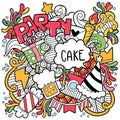 06-19-003 hand drawn party doodle happy birthday Ornaments background pattern Vector illustration Royalty Free Stock Photo