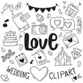 hand drawn party doodles element wedding element background pattern