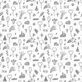 Hand drawn party seamless pattern. Birthday theme. Cute doodle background. Happy Birthday Royalty Free Stock Photo