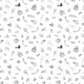 Hand drawn party seamless pattern. Cute doodle background. Happy Birthday. Birthday theme Royalty Free Stock Photo