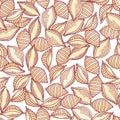 Hand drawn pasta conchiglie seamless pattern. Background for restaurant or food package design