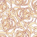 Hand drawn pasta fettuccine seamless pattern. Background for restaurant or food package design