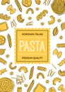 Hand drawn pasta menu. Can be used for packaging, menu, cafe, restaurant, street festival or farmers market. Royalty Free Stock Photo