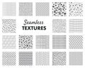 Hand drawn pattern. Abstract seamless texture. Monochrome minimalist background. Collection of ornaments and hatchings