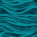 Hand-drawn pattern, background and seamless texture. Abstract blue sea waves. Royalty Free Stock Photo