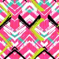 Hand drawn pattern with brushed zigzag line. Royalty Free Stock Photo