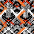 Hand drawn pattern with brushed zigzag line. Royalty Free Stock Photo