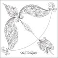 Hand drawn pattern for coloring book zodiac Sagittarius. Royalty Free Stock Photo