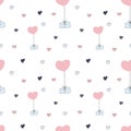 Hand drawn pattern with flying envelopes and different hearts on white background. Happy ValentineÃ¢â¬â¢s day design with doodles