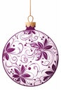 Hand drawn Pattern illustration of Christmas ball in christmas purple colours on white background, christmas theme in american and Royalty Free Stock Photo