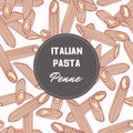 Hand drawn pattern with pasta penne. Background for food package design Royalty Free Stock Photo