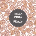 Hand drawn pattern with pasta rotelle or ruote. Background for food package design Royalty Free Stock Photo