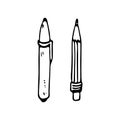 Hand drawn pen and pencil doodle icon. Hand drawn black sketch.