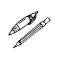 Hand drawn pen and pencil doodle icon. Hand drawn black sketch.