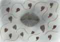 Kissable Lips with Many Hearts Around Royalty Free Stock Photo