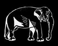 Hand-drawn pencil graphics, elephant. Engraving, stencil style. Black and white logo, sign, emblem, symbol. Stamp, seal Royalty Free Stock Photo