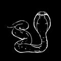 Hand-drawn pencil graphics, snake, cobra. Engraving, stencil style. Black and white logo, sign, emblem, symbol. Stamp