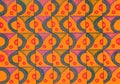 A colourful repeat pattern of squares and curves. Royalty Free Stock Photo