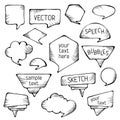 Hand-drawn pencil speech bubbles. Royalty Free Stock Photo