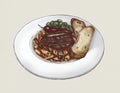 Hand-drawn penne caponata dish Royalty Free Stock Photo
