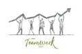 Hand drawn people teamwork concept with lettering