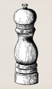 Hand drawn pepper mill gray scale