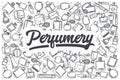 Hand drawn perfumery vector doodle set. Royalty Free Stock Photo