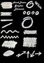 Graphic Elements Permanent Marker White Hand Drawn Backgrounds Lines Circles Spirals Waves Ziczac Arrows Black Background Royalty Free Stock Photo