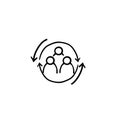 Hand drawn Personnel change line icon. People in round cycle symbol. Human resource concept. doodle style Royalty Free Stock Photo