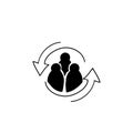 Hand drawn Personnel change line icon. People in round cycle symbol. Human resource concept. doodle style Royalty Free Stock Photo