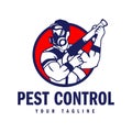 Hand-drawn pest control logo design vector illustration Royalty Free Stock Photo