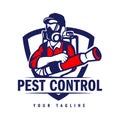 Hand-drawn pest control logo design vector illustration Royalty Free Stock Photo