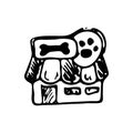 Hand drawn pet shop doodle. Sketch pets icon. Decoration element