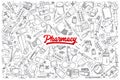 Hand drawn Pharmacy doodle set with lettering