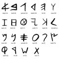 Hand drawn Phoenician alphabet,  black isolated on white background Royalty Free Stock Photo