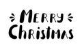 Hand drawn phrase Merry Christmas. Handwritten black lettering for New Year invitation poster banner card. Calligraphy for the Royalty Free Stock Photo