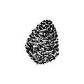 Hand drawn pinecone vector illustration. Linocut pine or fir cone decorative graphic image. Stylized modern monochrome black