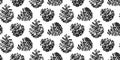 Hand drawn pinecone vector seamless pattern. Linocut forest pine or fir cone decorative graphic background. Stylized monochrome