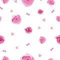 Hand drawn pink beauty roses. Baby girl wallpaper seamless pattern Royalty Free Stock Photo