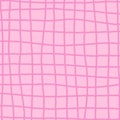Hand Drawn Pink Plaid With Simple Vector Pattern. Doodle Cottagecore Checks With Homestead Farmhouse Print Wallpaper