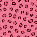 Hand-drawn pink seamless leopard pattern