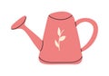 Hand drawn Pink Watering Can isolated on transparent background. Doodle Gardening tool for care flowers. Minimalist vector design Royalty Free Stock Photo