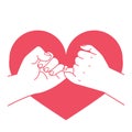 Hand drawn pinky promise with heart shape concept Royalty Free Stock Photo